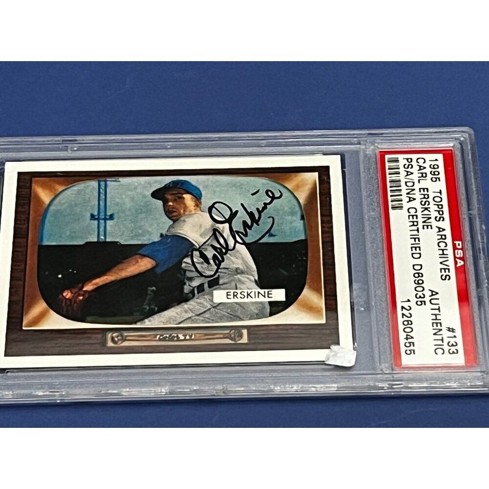 1995 topps archives carl erskine 1955 Bowman PSA/DNA Authentic Signed Autograph